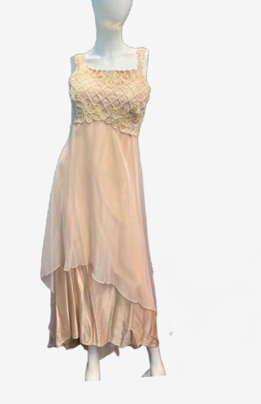 Loralie Vintage 80’s Peach Beaded Gown Women Size 10